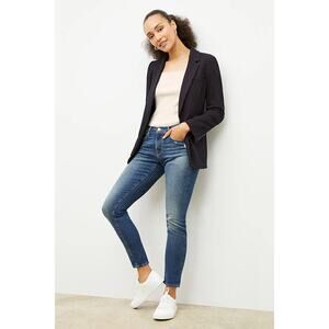 Frame Le Garcon Straight Jeans Miid Rise Stretch Dark Blue Denim Women's Size 27